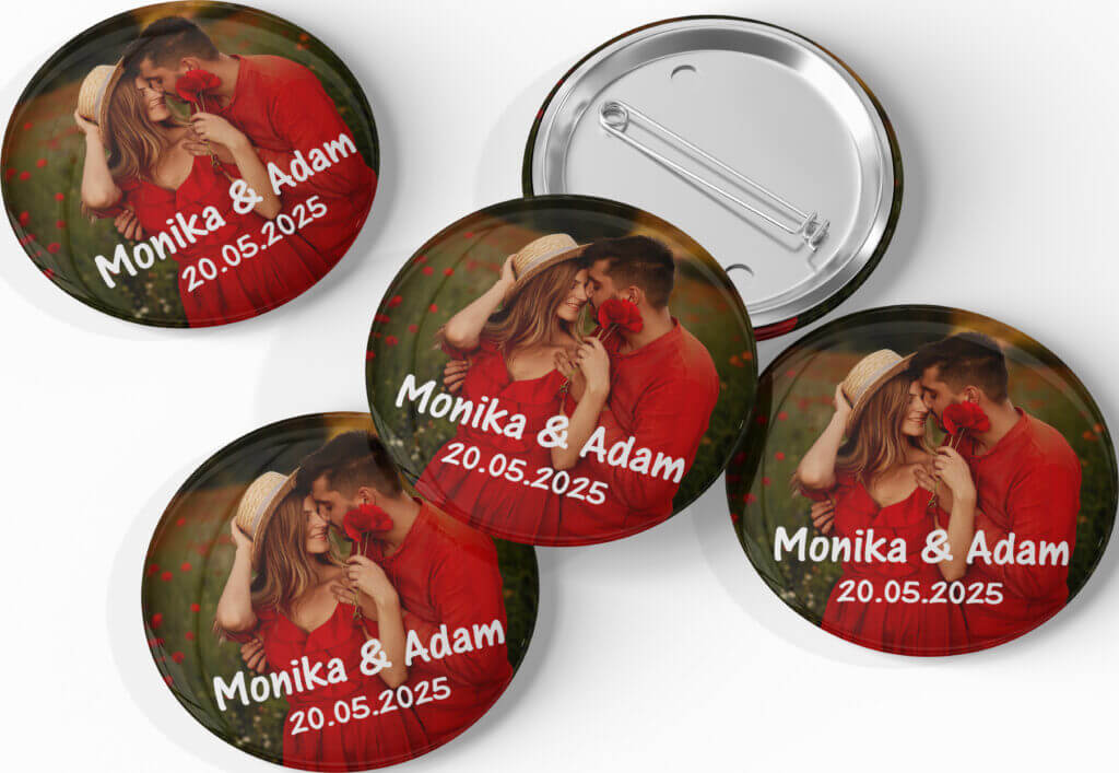 Przypinki Ślubne ze zdjęciem - foto