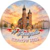 Wzór: Przypinka 11 Listopada Kościół Mariacki – napis 11 Listopada i pole miejscowość na biało-czerwonej grafice