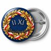 Przypinka 11 XI Złoty Wieniec: przypinka na 11 Listopada z napisem 11 XI oraz polem napis dolny (np. Święto Niepodległości) – przód i aluminiowy tył z agrafką