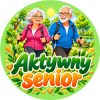 Wzór: Przypinka Aktywny Senior – pastelowa grafika z napisem Aktywny senior