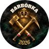 Wzór: Przypinka Barbórka Godło Górnicze – napis BARBÓRKA i pole rok na grafice w górniczym stylu
