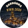 Wzór: Przypinka Barbórka Kopalnia Nocą – napis BARBÓRKA i pole kopalnia na grafice w górniczym stylu