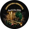 Wzór: Przypinka Barbórka Orkiestra Górnicza – napis ORKIESTRA GÓRNICZA i pole napis dolny na grafice w górniczym stylu