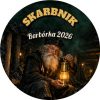 Wzór: Przypinka Barbórka Skarbnik – napis SKARBNIK i pole napis dolny na grafice w górniczym stylu