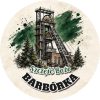 Wzór: Przypinka Barbórka Szyb Szkic – napis BARBÓRKA i pole pozdrowienie na grafice w górniczym stylu