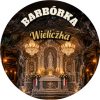 Wzór: Przypinka Barbórka w Kopalni Soli – napis BARBÓRKA i pole miejscowość na grafice w górniczym stylu