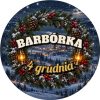 Wzór: Przypinka Barbórka Wieniec Jodłowy – napis BARBÓRKA i pole data na grafice w górniczym stylu