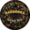 Wzór: Przypinka Barbórka Wieniec z Węgla – napis BARBÓRKA i pole pozdrowienie na grafice w górniczym stylu