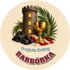 Wzór: Przypinka Barbórka Wieża Świętej Barbary – napis BARBÓRKA i pole parafia na grafice w górniczym stylu