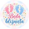 Wzór: Przypinka Będą Bliźnięta – pastelowa grafika z napisem Będą bliźnięta