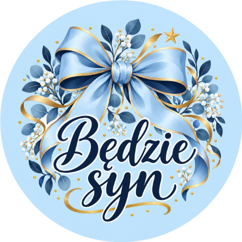 Wzór: Przypinka Będzie Syn – pastelowa grafika z napisem Będzie syn