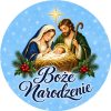 Wzór: Przypinka Boże Narodzenie Szopka – świąteczna grafika z napisem Boże Narodzenie