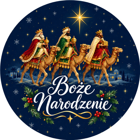 Wzór: Przypinka Boże Narodzenie Trzej Królowie – świąteczna grafika z napisem Boże Narodzenie