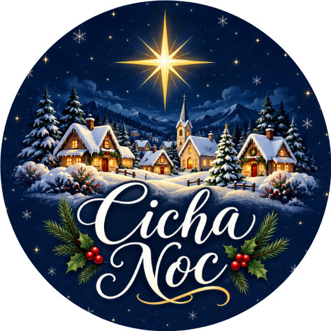 Wzór: Przypinka Cicha Noc Gwiazda – świąteczna grafika z napisem Cicha Noc