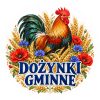 Wzór: Przypinka Dożynki Gminne z Kogutem – pastelowa grafika z napisem DOŻYNKI GMINNE