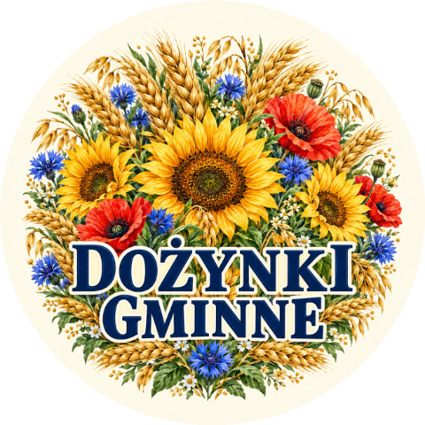 Wzór: Przypinka Dożynki Malowane – pastelowa grafika z napisem DOŻYNKI GMINNE