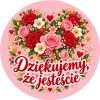 Wzór: Przypinka Dziękujemy Seniorom – pastelowa grafika z napisem Dziękujemy, że jesteście