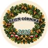 Wzór: Przypinka Dzień Górnika Wieniec Dębowy – napis DZIEŃ GÓRNIKA i pole rok na grafice w górniczym stylu