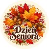 Wzór: Przypinka Dzień Seniora Jesienny Wieniec – pastelowa grafika z napisem Dzień Seniora