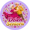 Wzór: Przypinka Dzień Seniora Tańcząca Para – pastelowa grafika z napisem Dzień Seniora