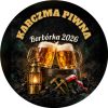 Wzór: Przypinka Karczma Piwna Barbórka – napis KARCZMA PIWNA i pole napis dolny na grafice w górniczym stylu