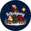 Wzór: Przypinka Kolędnicy – napis Kolędujemy i pole parafia na świątecznej grafice