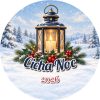 Wzór: Przypinka Latarnia w Śniegu – napis Cicha Noc i pole rok na świątecznej grafice