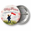 Przypinka Mały Patriota: przypinka na 11 Listopada z napisem Mały Patriota oraz polem przedszkole (np. Przedszkole nr 5) – przód i aluminiowy tył z agrafką