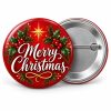 Przypinka Merry Christmas Czerwień: przypinka na Boże Narodzenie z napisem Merry Christmas – przód i aluminiowy tył z agrafką