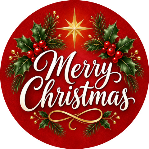 Wzór: Przypinka Merry Christmas Czerwień – świąteczna grafika z napisem Merry Christmas