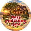 Wzór: Przypinka Nasz Rodzinny Zjazd – pastelowa grafika z napisem Nasz rodzinny zjazd