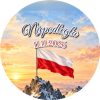 Wzór: Przypinka Niepodległa Flaga w Górach – napis Niepodległa i pole data na biało-czerwonej grafice