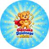 Wzór: Przypinka Odznaka Dzielnego Misia – kolorowy miś z napisem Odznaka Dzielnego Misia