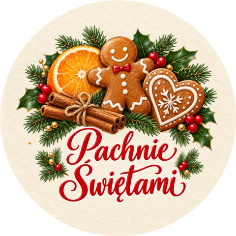 Wzór: Przypinka Pachnie Świętami Pierniki – świąteczna grafika z napisem Pachnie Świętami