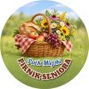 Wzór: Przypinka Piknik Seniora – napis PIKNIK SENIORA i pole miejsce na pastelowym tle