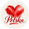 Wzór: Przypinka Polska Czerwone Serce – biało-czerwona grafika z napisem Polska
