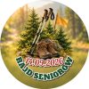 Wzór: Przypinka Rajd Seniorów – napis RAJD SENIORÓW i pole data na pastelowym tle