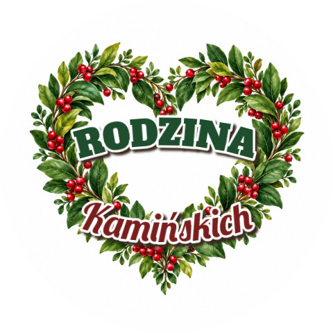 Wzór: Przypinka Rodzina Wieniec Serce – napis RODZINA i pole nazwisko na pastelowym tle