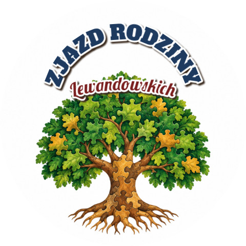 Wzór: Przypinka Rodzinne Puzzle – napis ZJAZD RODZINY i pole nazwisko na pastelowym tle