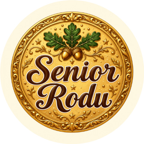 Wzór: Przypinka Senior Rodu Medal – pastelowa grafika z napisem Senior Rodu