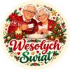 Wzór: Przypinka Seniorzy na Wigilii – pastelowa grafika z napisem Wesołych Świąt