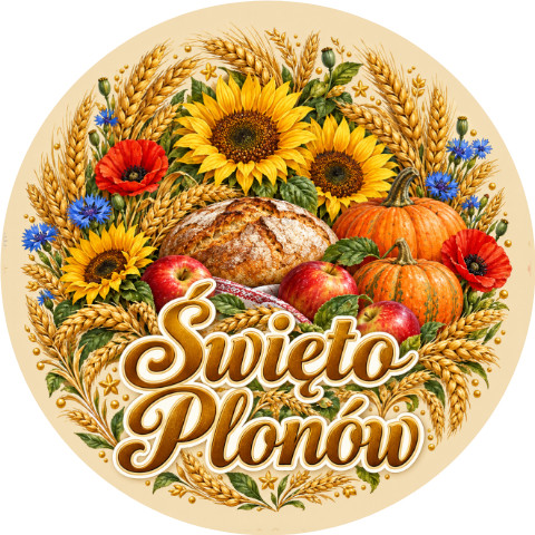 Wzór: Przypinka Święto Plonów – pastelowa grafika z napisem Święto Plonów