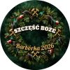 Wzór: Przypinka Szczęść Boże Wieniec – napis SZCZĘŚĆ BOŻE i pole napis dolny na grafice w górniczym stylu