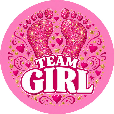 Wzór: Przypinka Team Girl Stópki – pastelowa grafika z napisem TEAM GIRL