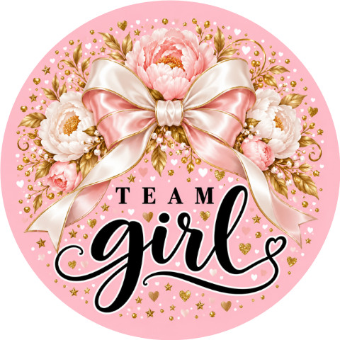 Wzór: Przypinka Team Girl – pastelowa grafika z napisem TEAM girl