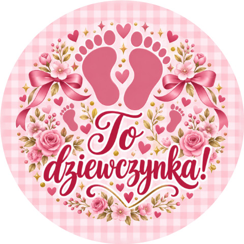 Wzór: Przypinka To Dziewczynka – pastelowa grafika z napisem To dziewczynka!