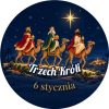 Wzór: Przypinka Trzej Królowie – napis Trzech Króli i pole dopisek na świątecznej grafice