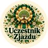 Wzór: Przypinka Uczestnik Zjazdu Rodzinnego – pastelowa grafika z napisem Uczestnik Zjazdu
