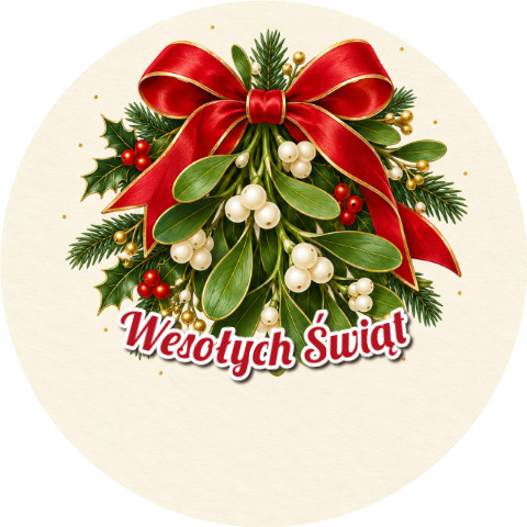 Wzór: Przypinka Wesołych Świąt Jemioła – świąteczna grafika z napisem Wesołych Świąt