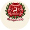 Wzór: Przypinka Wesołych Świąt Świąteczny Sweter – świąteczna grafika z napisem Wesołych Świąt